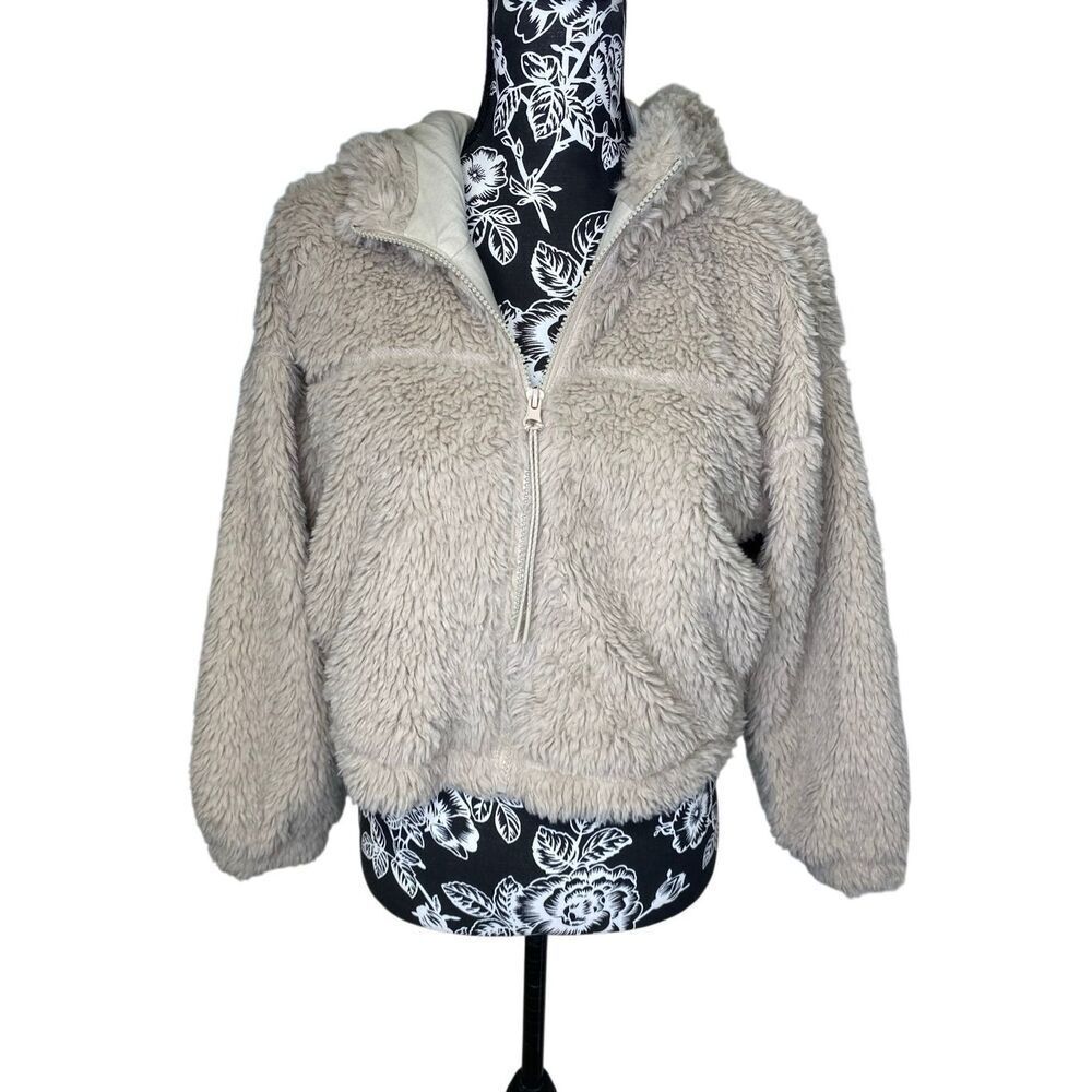 Nwt BDG Urban Outfitters Sherpa Fleece Hoodie Jacket Cropped Beige Small Boho